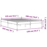 ZNTS Bed Frame Sonoma Oak 135x190 cm Double Engineered Wood and Metal 845042