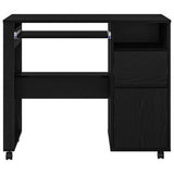 Desk with Wheels Black Oak 91 x 50 x 77 cm Engineered Wood 869531