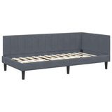 Corner Bed Frame Dark Grey 100 cm x 200 cm Velvet 42016359