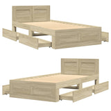 Bed Frame with Headboard without Mattress Sonoma Oak 75x190 cm Small Single 3295620