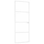 Interior Door White 76x201.5 cm Tempered Glass&Aluminium Slim 153666
