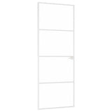 Interior Door White 76x201.5 cm Tempered Glass&Aluminium Slim 153666