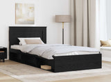 Bed Frame with Headboard Black 90 x 190 cm Solid Pine Wood 3410129