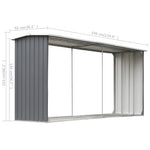 ZNTS Garden Log Storage Shed Galvanised Steel 330x92x153 cm Grey 44860