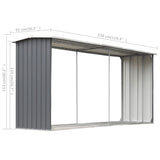 ZNTS Garden Log Storage Shed Galvanised Steel 330x92x153 cm Grey 44860