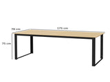 Garden Table for 6 People, 175 x 78 x 75 cm Rectangle Outdoor Dining Table with Slatted Top, Metal T3398P327919