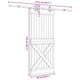 Sliding Door with Hardware Set 85x210 cm Solid Wood Pine 3332780