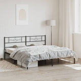 Metal Bed Frame without Mattress with Headboard Black 180x200cm 355271