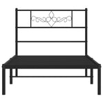 ZNTS Metal Bed Frame without Mattress with Headboard Black 90x200cm 355260