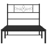 ZNTS Metal Bed Frame without Mattress with Headboard Black 90x200cm 355260