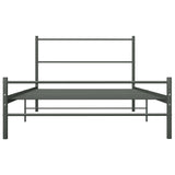 284685 Bed Frame without Mattress Grey Metal 100x200 cm