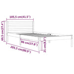 Bed Frame without Mattress Solid Wood Pine 100x200cm White 810421