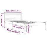 Bed Frame without Mattress Solid Wood Pine 100x200cm White 810421