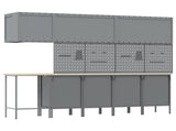 Work Cabinet Set with Drawer with Shelf 12 pcs Red and Grey 3321511
