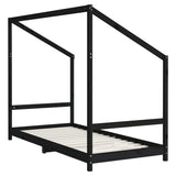 Kids Bed Frame Black 2x cm Solid Wood Pine 3200591