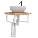 Basin Shelf Wall Mounted Steel and Solid Wood Oak 3302408