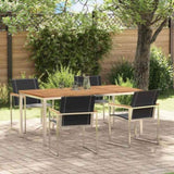 Garden Dining Set 5 pcs Solid Acacia Wood and Stainless Steel 3334817