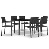 Garden Dining Set Black Powder-coated steel, glass, plastic Large 3099266