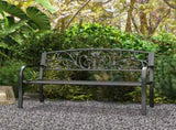 2 Seater Metal Garden Park Bench Porch Outdoor Furniture Patio Chair Seat Black,UK T3398P325172