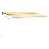 Manual Retractable Awning with LED 450x350 cm Yellow and White 3069843