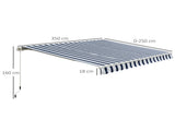 Manual Retractable Awning, 3.5x2.5 m-Dark Blue/White Stripes T3398P310344
