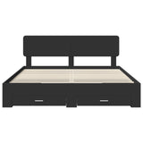Bed Frame with Headboard Black 200 x 200 cm Engineered Wood 3412333