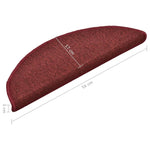 Stair Mats 15 pcs 56x17x3 cm Bordeaux Half Round 322372