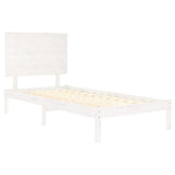 Bed Frame White Solid Pine Wood Single Classic/Traditional 3104794