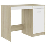 Desk White and Sonoma Oak 100x50x76 cm Engineered Wood 801801