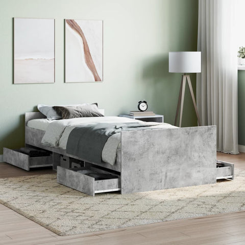 ZNTS Bed Frame without Mattress Concrete Grey 90x200 cm 3203806