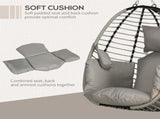 Single Rattan Hanging Egg Chair, with Seat Cushion - Grey T3398P311631