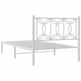 Metal Bed Frame without Mattress with Headboard White 100x190cm 376171