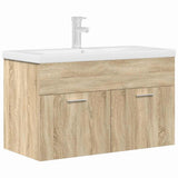 Bathroom Sink Cabinet with Built-in Basin and Faucet Sonoma Oak 3325015