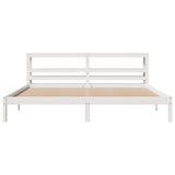 Bed Frame without Mattress White 200x200 cm Solid Wood Pine 3305731