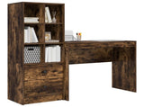 Desk with Drawer with Shelf with Storage 2 pcs Smoked Oak 3337325