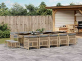 15 Piece Garden Dining Set with Cushions Mix Beige Poly Rattan 3210996