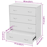 Sideboard with 4 Drawers 60x30.5x71 cm White 242545