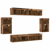 TV Cabinet Set Wall-mounted 8 pcs Old wood Engineered wood 3334386