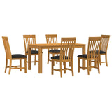 Dining Set 7 pcs Black Solid Oak Wood 3430376