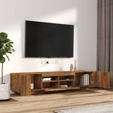 2 Piece TV Cabinet Set with LED Lights Smoked Oak Engineered Wood 3120167