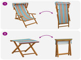 Deck Chair 4 pcs 3 Position Solid Eucalyptus Wood Multicolour 3407799
