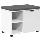 Hall Bench White 60 x 38 x 46 cm Engineered Wood and Fabric 891496