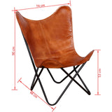 ZNTS Butterfly Chair Brown Real Leather 243728