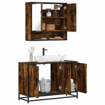 ZNTS 2 Piece Bathroom Furniture Set Smoked Oak Engineered Wood 3300922