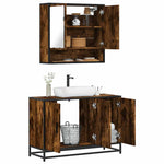 2 Piece Bathroom Furniture Set Smoked Oak Engineered Wood 3300922