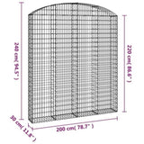 Arched Gabion Basket 200x30x220/240 cm Galvanised Iron 153471