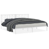 Metal Bed Frame without Mattress with Headboard White 200x200cm 374493