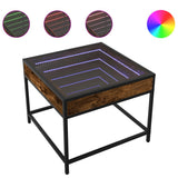 Coffee Table with Infinity LED Smoked Oak 50x50x41 cm 847679