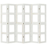 Room Divider 6 Panels White Solid Wood Paulownia 358698