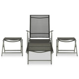 ZNTS 3 Piece Garden Lounge Set Textilene and Aluminium Silver 312199